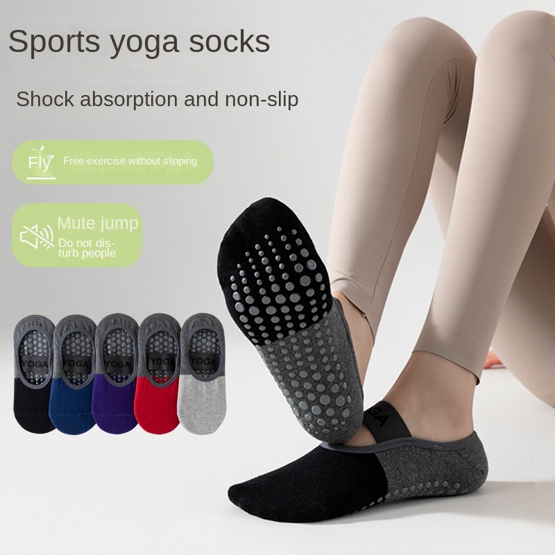 Pilates Yoga &A - 5足組 クロスボーダー プロ仕様 ヨガソックス、コットンストラップ付きシリコン滑り止め ピラティス フィットネス