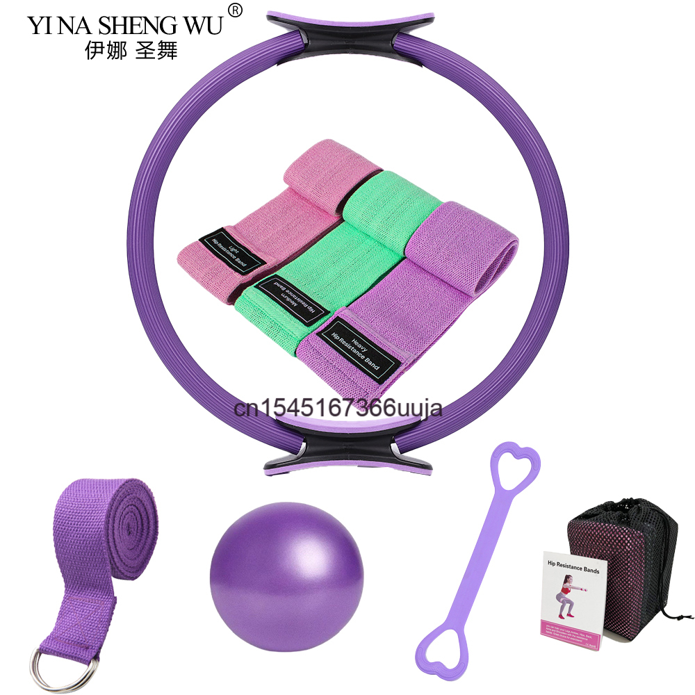 Pilates Yoga Resistance Ring - 8 ピースピラティスリングリングセットホームフィットネス機器ヨガフィットネスセットヨガリング抵抗ベルトピラティス機器アクセサリー