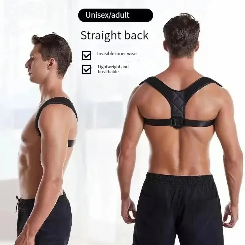 Posture Pole Corrector - プロの姿勢矯正器 首と背中の痛み、調節可能な上半身ブレースサポート 男女兼用、鎖骨肩腰ベルト