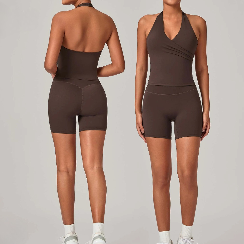 Pilates Yoga Gear - 2ピース レディース ジム ジョギング スポーツセット ハイウエスト
