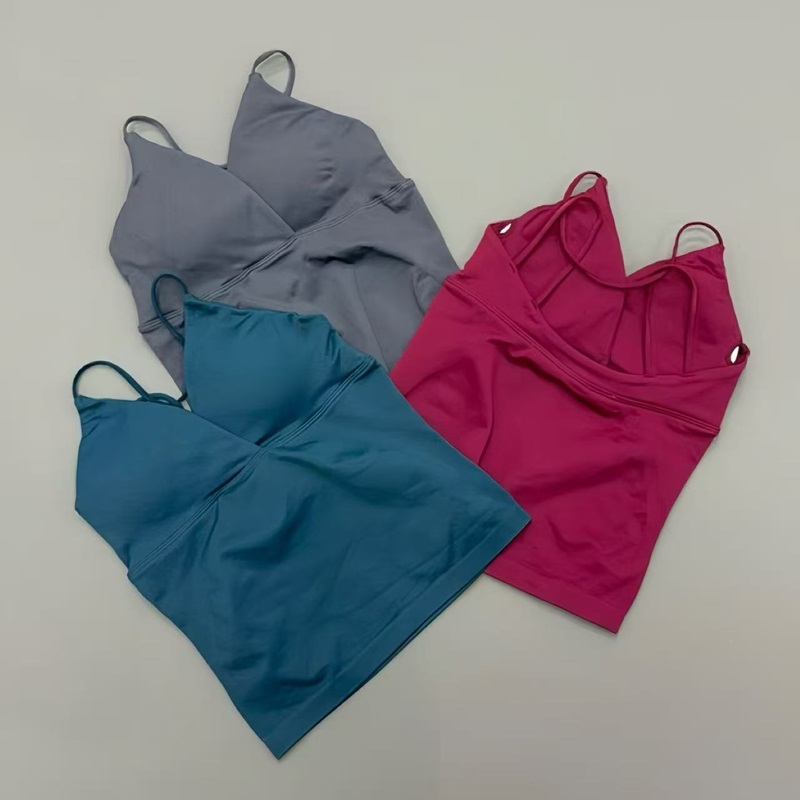 Pilates Yoga Jacket - ビジョントゥイストフロントロングライントップ女性用ホルターVネックハイストレッチヨガトップジムピラティスワークアウトランニングフィットネススポーツベスト