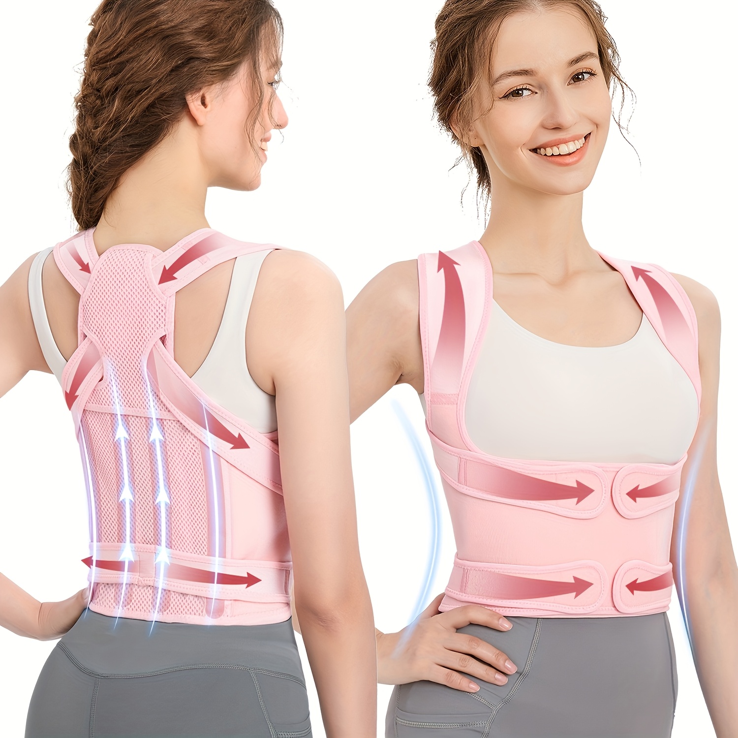 Posture Pole Corrector - 女性男性用背筋矯正ベルト、調節可能＆軽量 - 脊柱側弯症＆猫背矯正、腰痛緩和