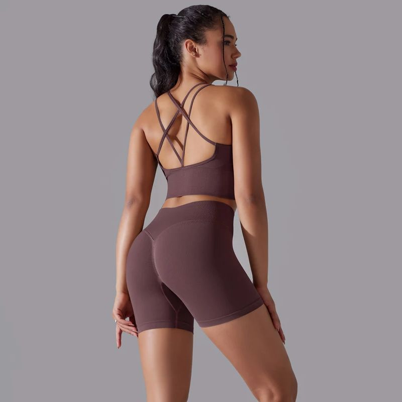 Pilates Yoga Gear - 女性のためのシームレスなヨガトラックスーツ,セクシーなスポーツウェア,ランニング,トレーニングウェア,ジムウェア,レギンス,ブラ,フィットネススーツ,2個