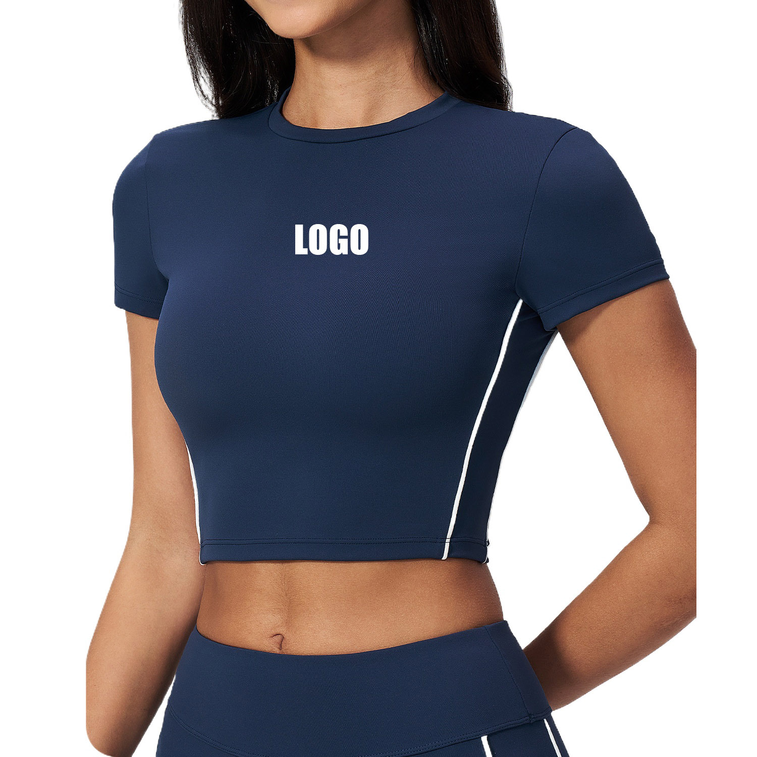 Pilates Yoga Logo - カスタムロゴ入りレディースサマーピラティスフィットネスショート丈タイトヨガTシャツスポーツ速乾半袖トップス