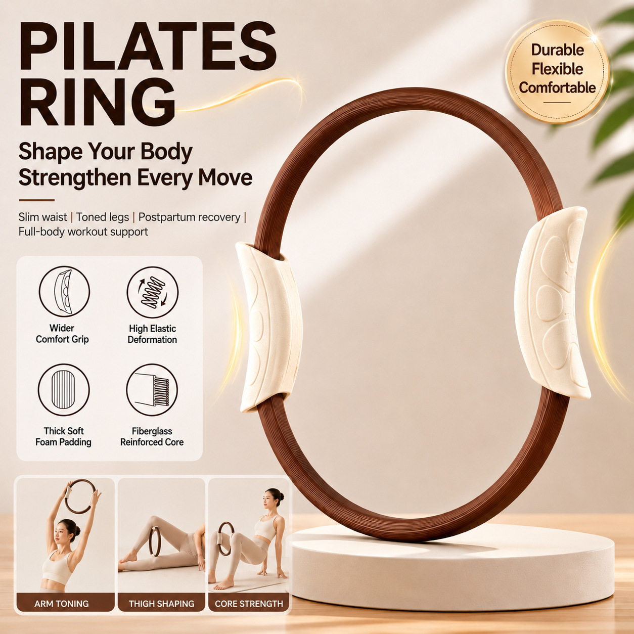 Pilates Yoga Resistance Ring - ピラティスリング、ヨガリング、骨盤底筋トレーニング、ボディシェイピングフィットネス補助具、脚の筋肉増強用レジスタンスバンド