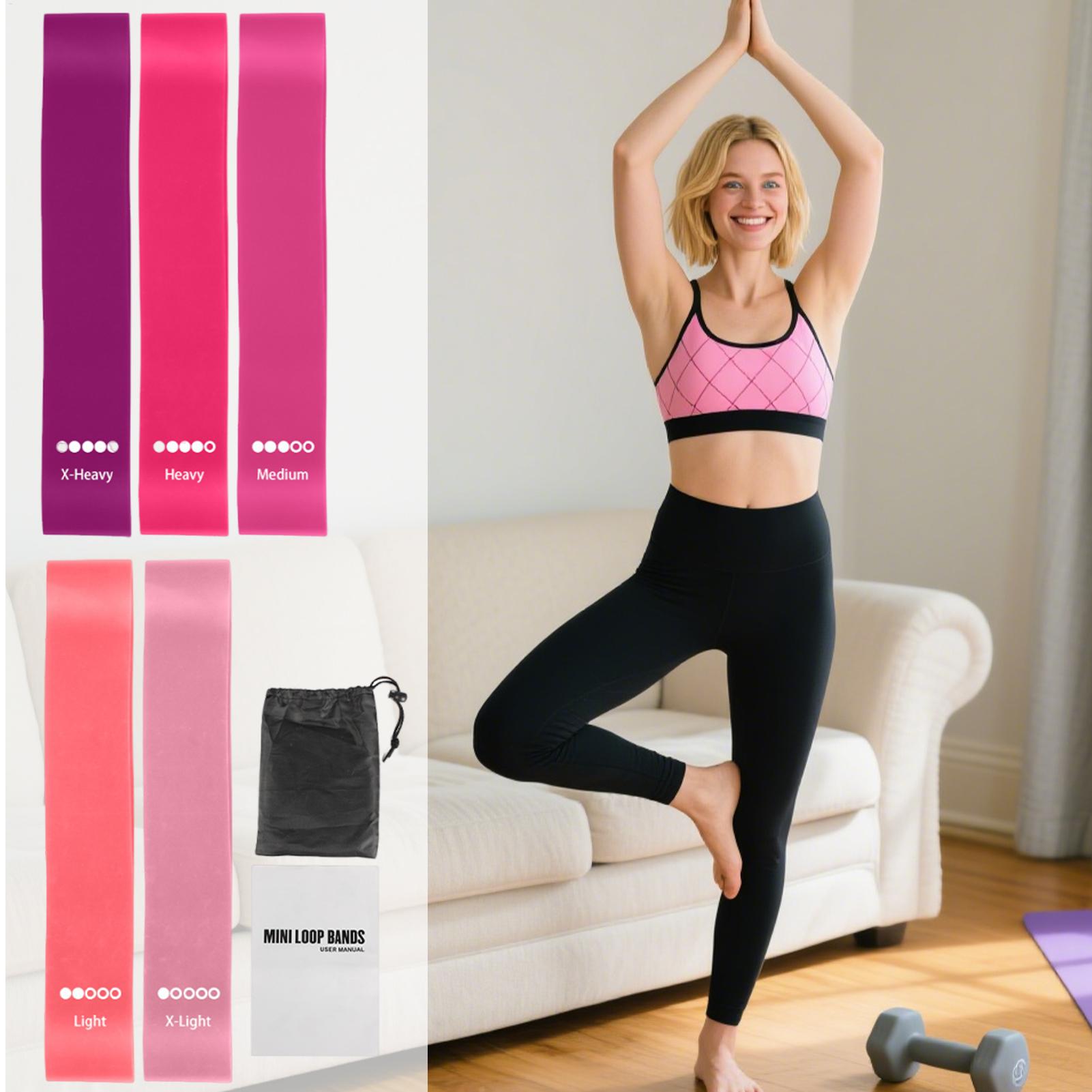 Difference Pilates And Yoga - ヨガスポーツエクササイズ弾性フィットネスバンド、家庭用に最適、5つの異なるレベルの抵抗バンド、ピラティスワークアウト機器