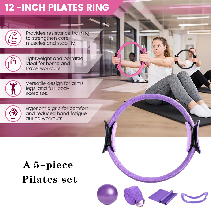 カスタマイズロゴ入り レディース5点ピラティスエッセンシャル - Pilates Yoga Logo のレビューと価格
