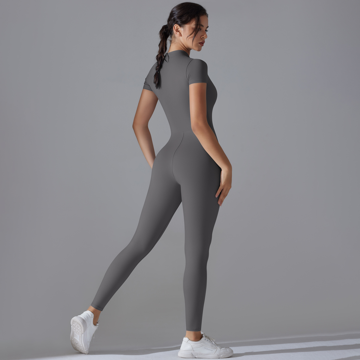ヨガセット女性のジャンプスーツワンピーススーツジッパー半袖ジ - Pilates Yoga Gear のレビューと価格