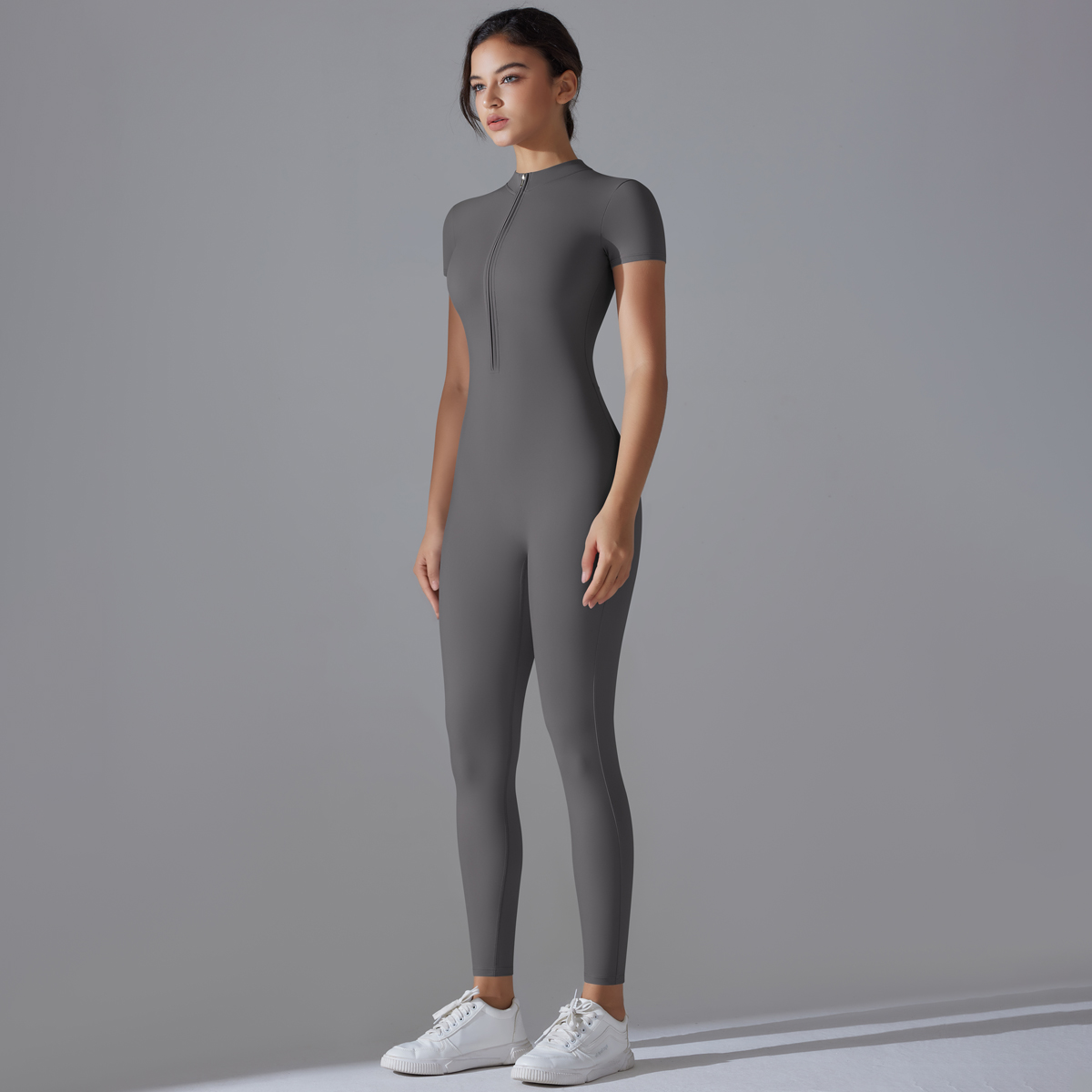 ヨガセット女性のジャンプスーツワンピーススーツジッパー半袖ジ - Pilates Yoga Gear のレビューと価格