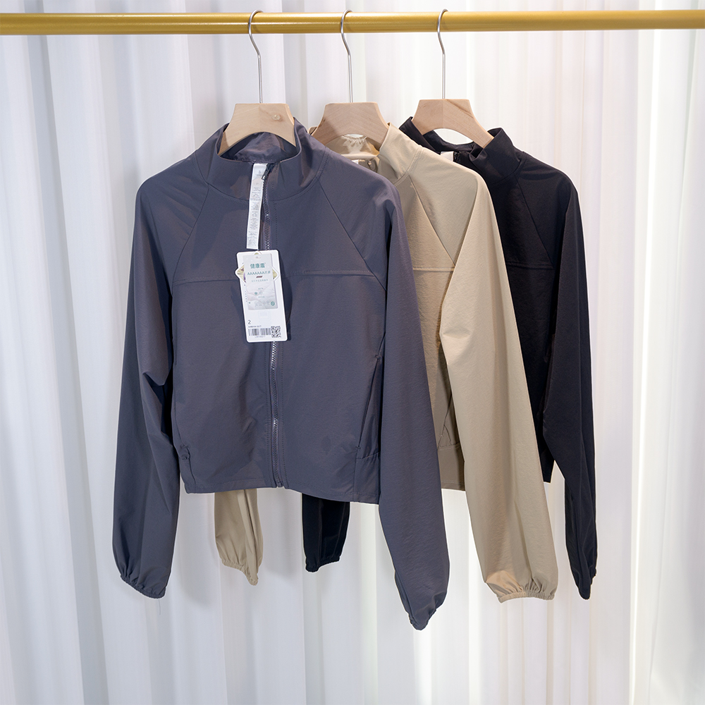 軽量日焼け止め速乾長袖ショートヨガフィットネスジャケット、ス - Pilates Yoga Jacket のレビューと価格