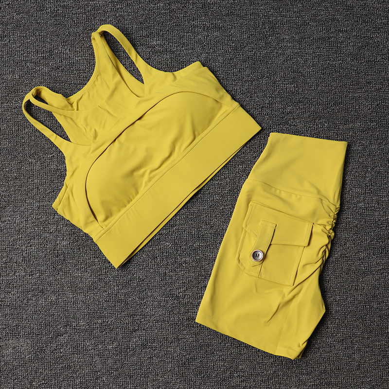 フィットネスショーツヨガセット女性のトラックスーツハイウエス - Pilates Yoga Gear のレビューと価格