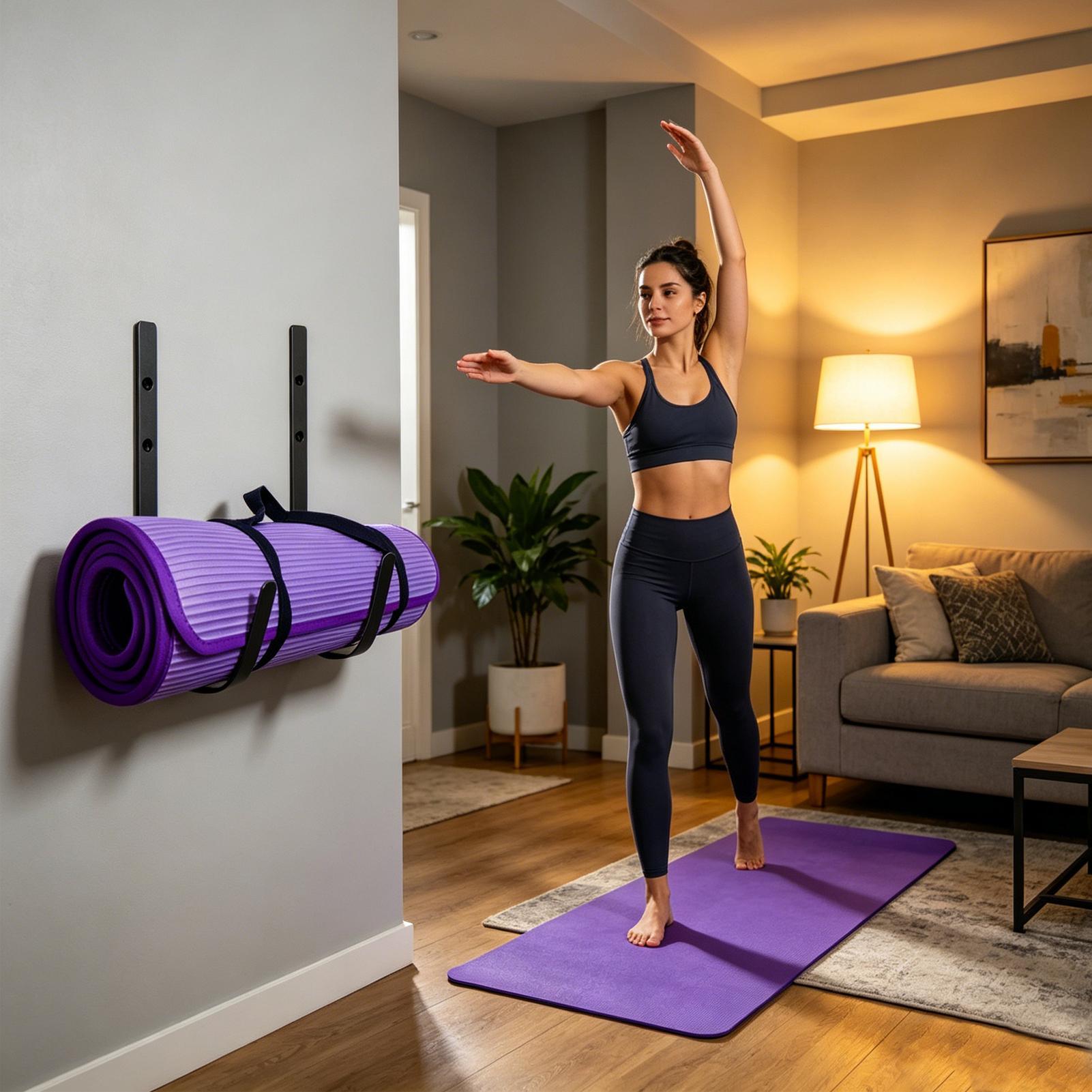 ヨガマット壁掛けフォームローラー棚、曲線デザインのヨガマット - Pilates Yoga Garage のレビューと価格