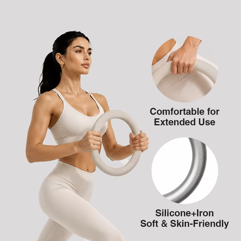 カスタムロゴ入りシリコン製鉄製加重ピラティスリング滑り止めフ - Pilates Yoga Logo のレビューと価格