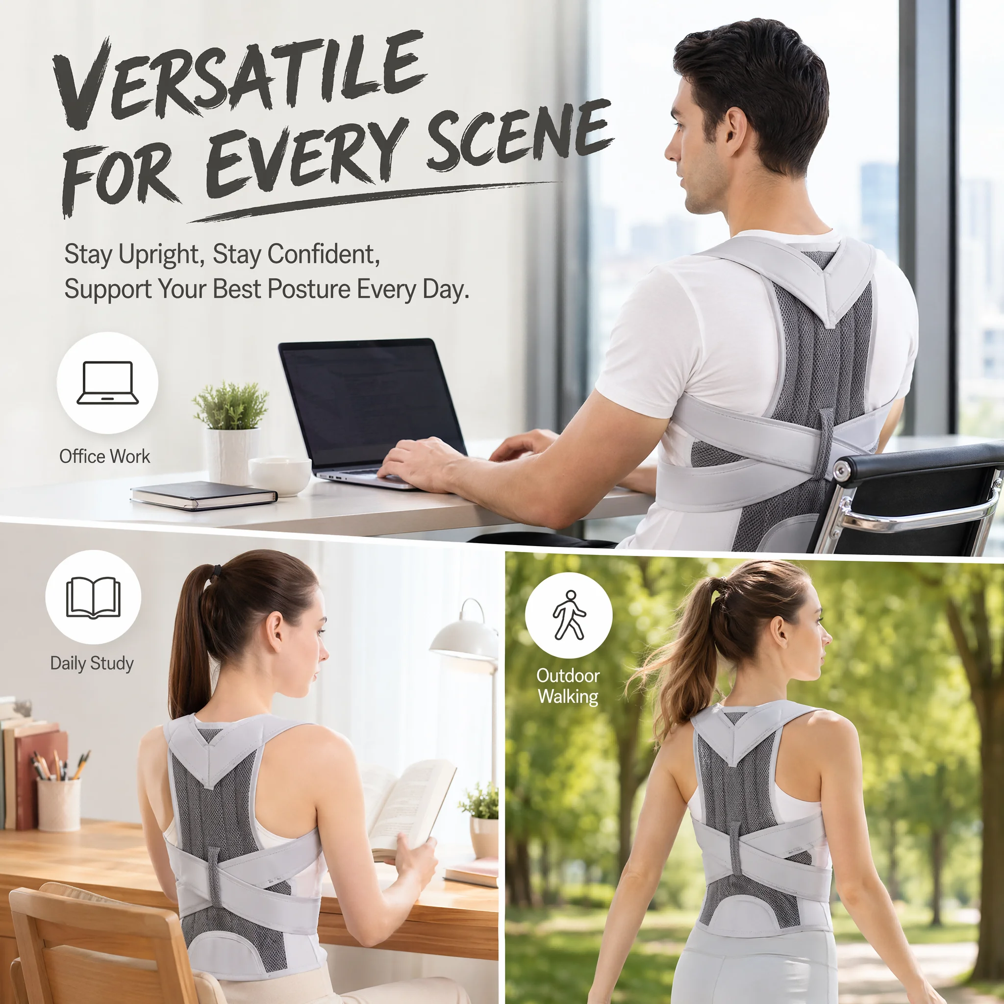 調整可能な姿勢矯正バックサポートブレース（男女兼用）、強化さ - Posture Pole Corrector のレビューと価格