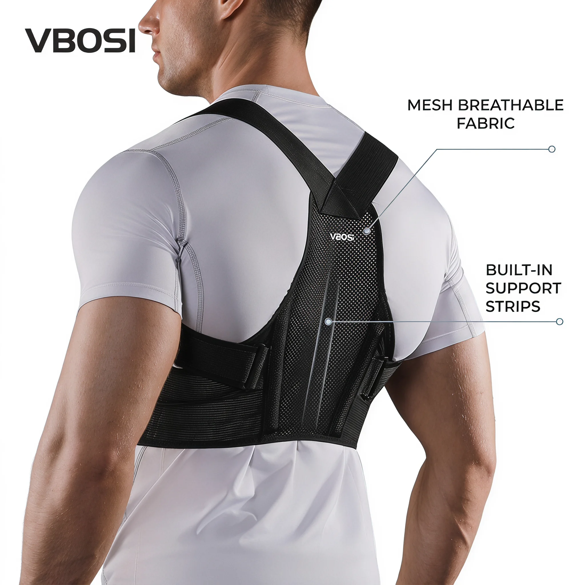 VBOSI調整可能な姿勢矯正器、通気性メッシュバックショルダ - Posture Pole Corrector のレビューと価格