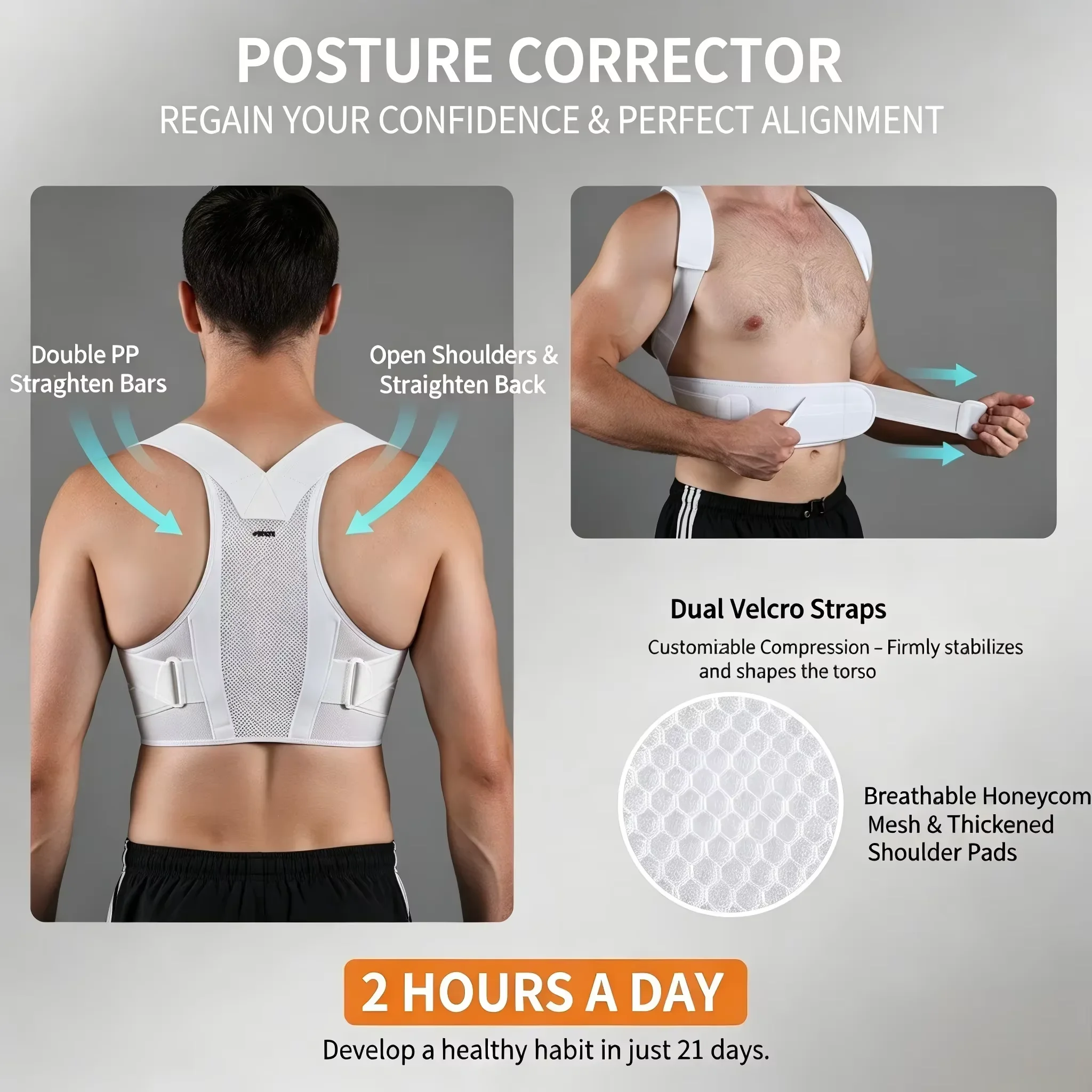 VBOSI調整可能な姿勢矯正器、通気性メッシュバックショルダ - Posture Pole Corrector のレビューと価格